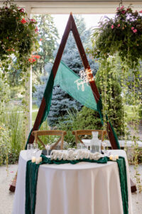 Beautiful green garden scene and details of a denver wedding venue